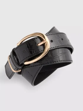 Faux leather textured belt