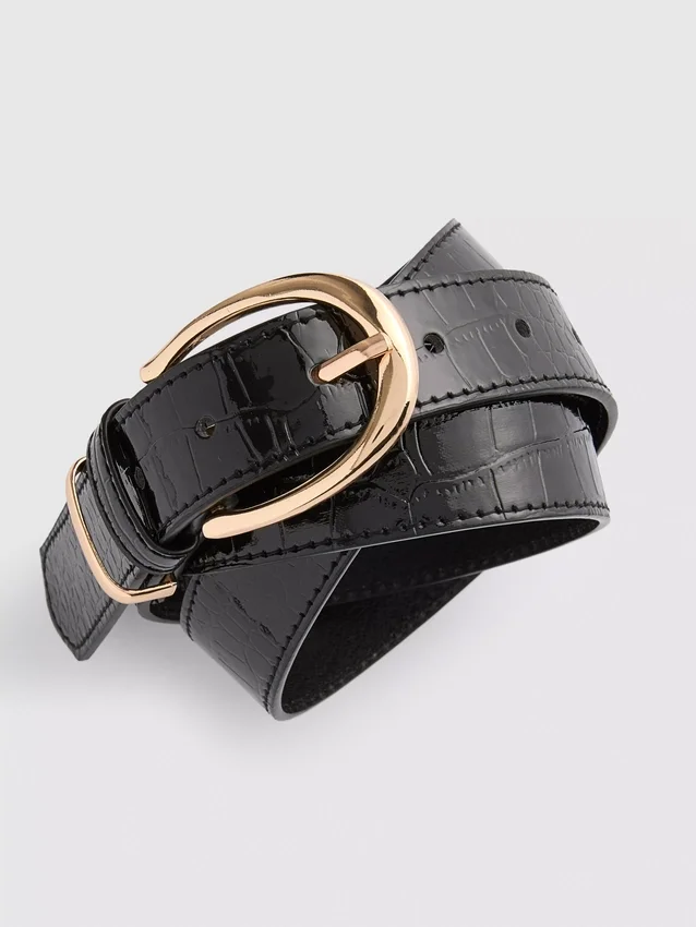 Faux leather textured belt