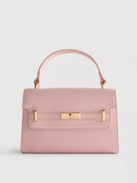 Faux leather top handle bag