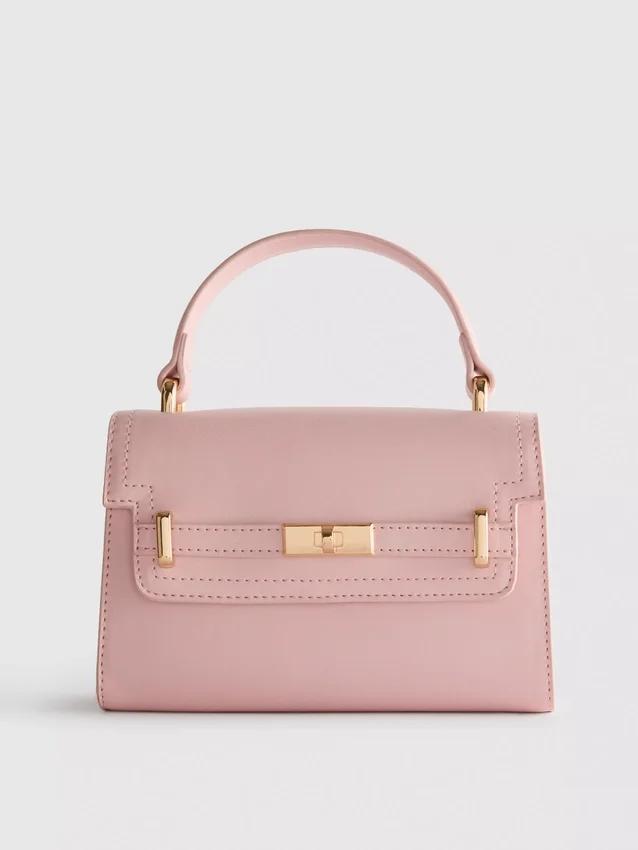 Faux leather top handle bag