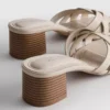 Faux leather weave block heel mules