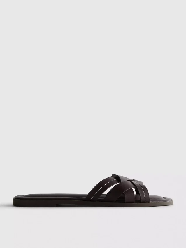 Faux leather weave sandals