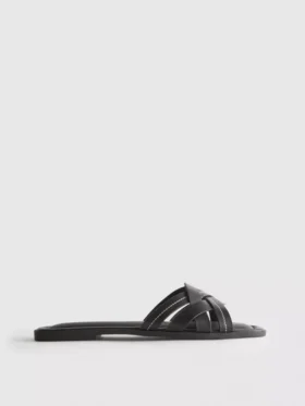 Faux leather weave sandals