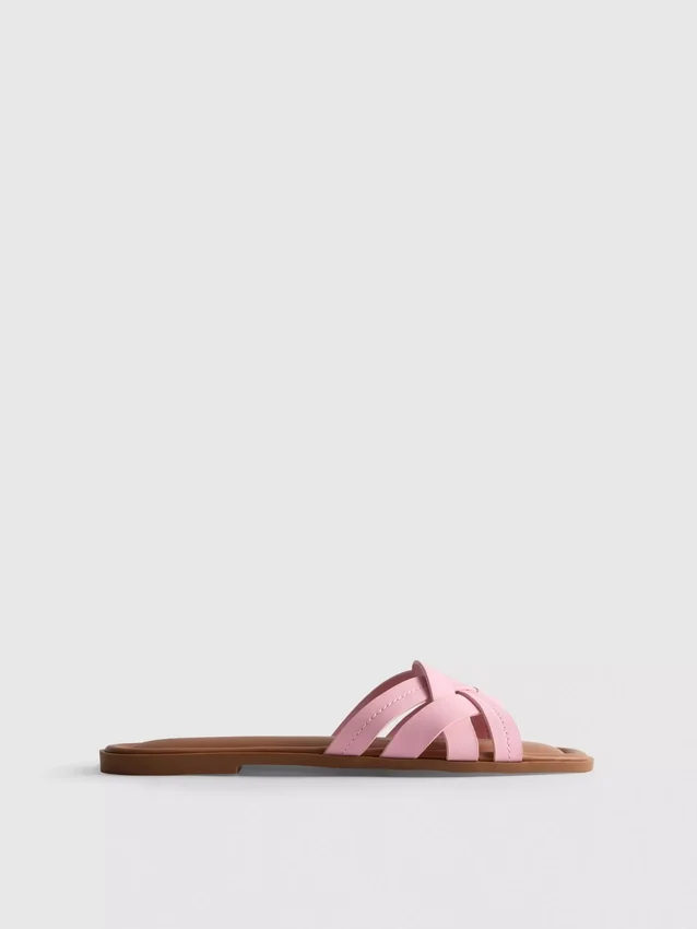 Faux leather weave sandals