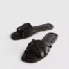 Faux leather weave sandals