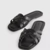 Faux leather weave sandals