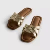 Faux leather weave sandals