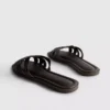 Faux leather weave sandals