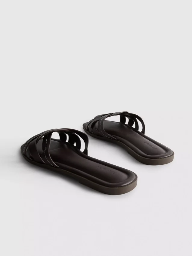 Faux leather weave sandals