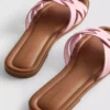 Faux leather weave sandals