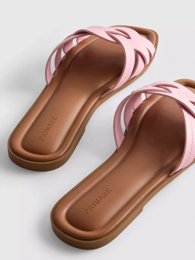 Faux leather weave sandals