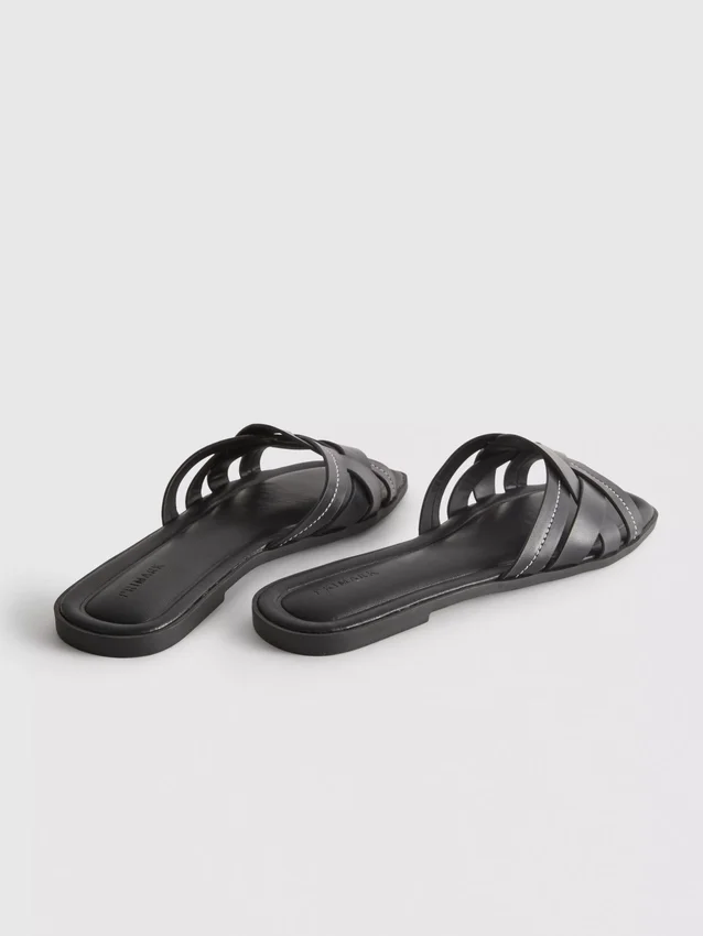 Faux leather weave sandals