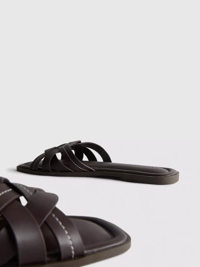 Faux leather weave sandals