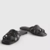 Faux leather weave sandals