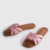 Faux leather weave sandals