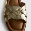 Faux leather weave sandals
