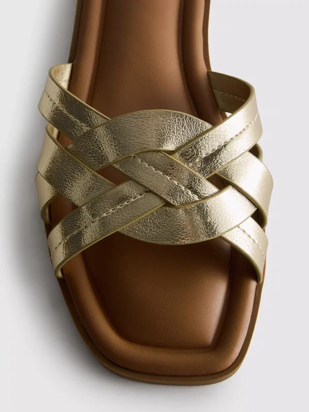 Faux leather weave sandals