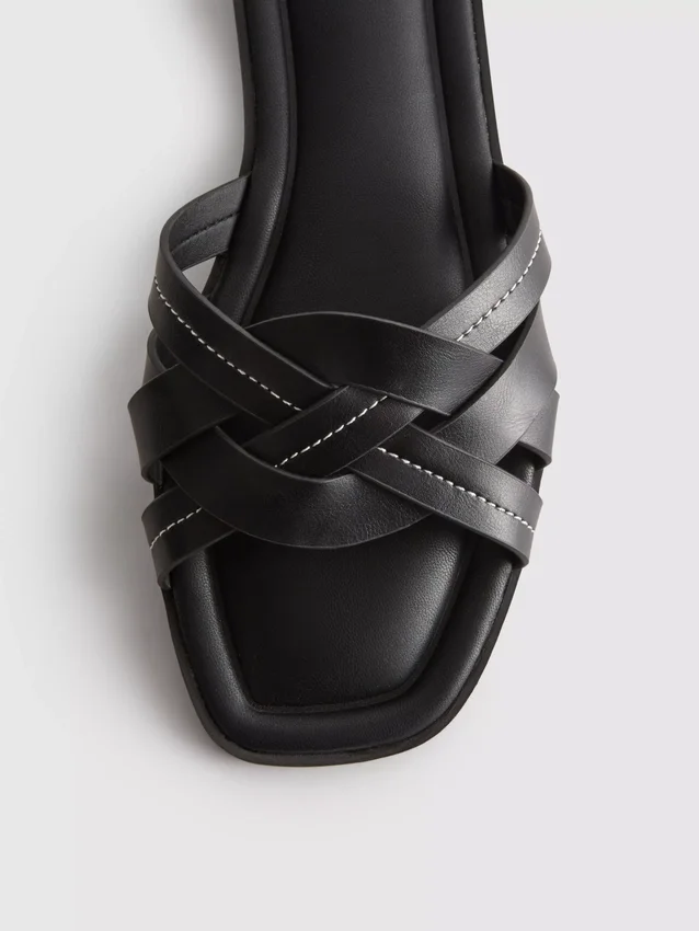 Faux leather weave sandals
