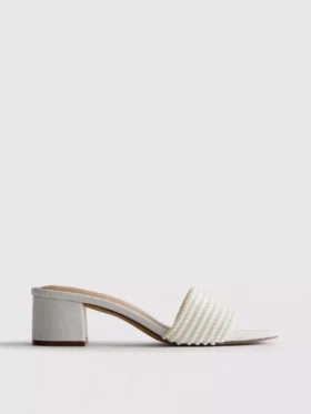 Faux pearl block-heel mule sandals