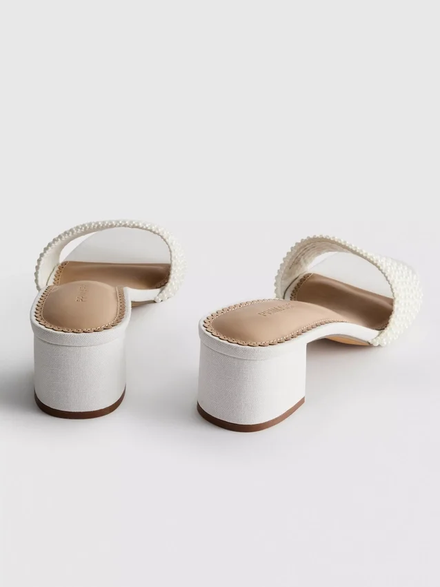 Faux pearl block-heel mule sandals