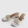 Faux pearl block-heel mule sandals