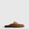 Faux suede loafer mule sandals