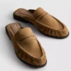 Faux suede loafer mule sandals