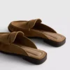 Faux suede loafer mule sandals