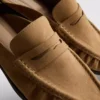 Faux suede loafer mule sandals