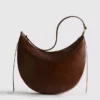 Faux suede moon shoulder bag