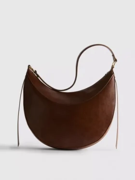 Faux suede moon shoulder bag