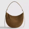 Faux suede moon shoulder bag