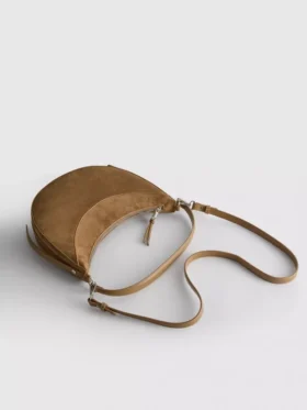 Faux suede moon shoulder bag
