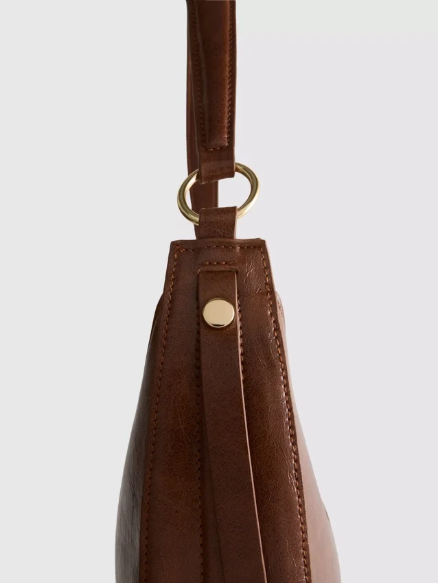 Faux suede moon shoulder bag