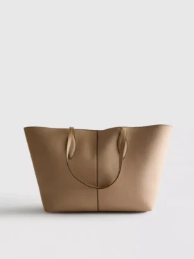Faux suede panel tote bag