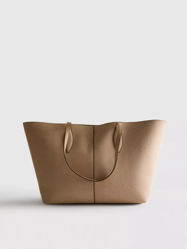 Faux suede panel tote bag