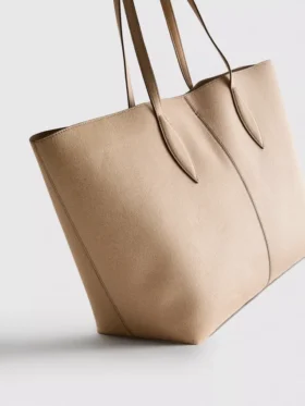 Faux suede panel tote bag
