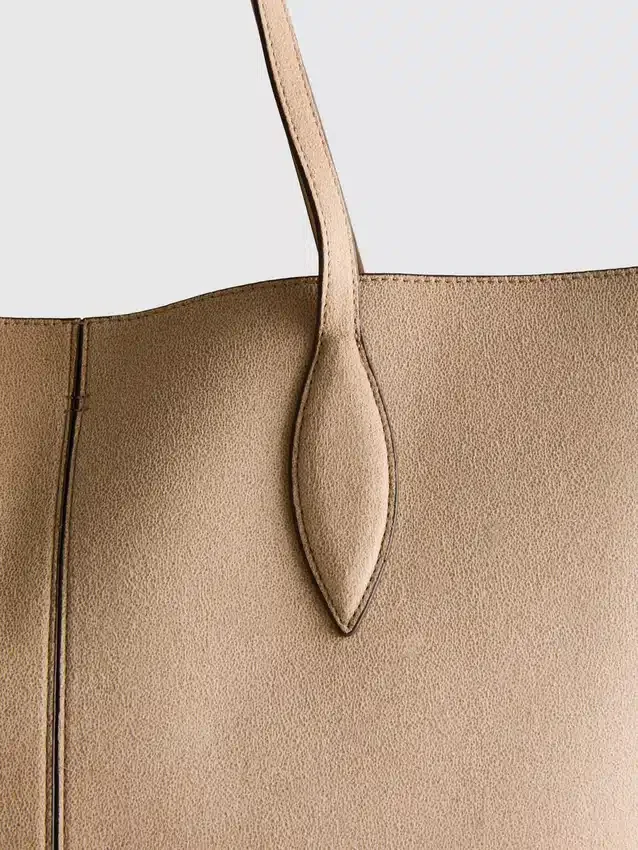 Faux suede panel tote bag