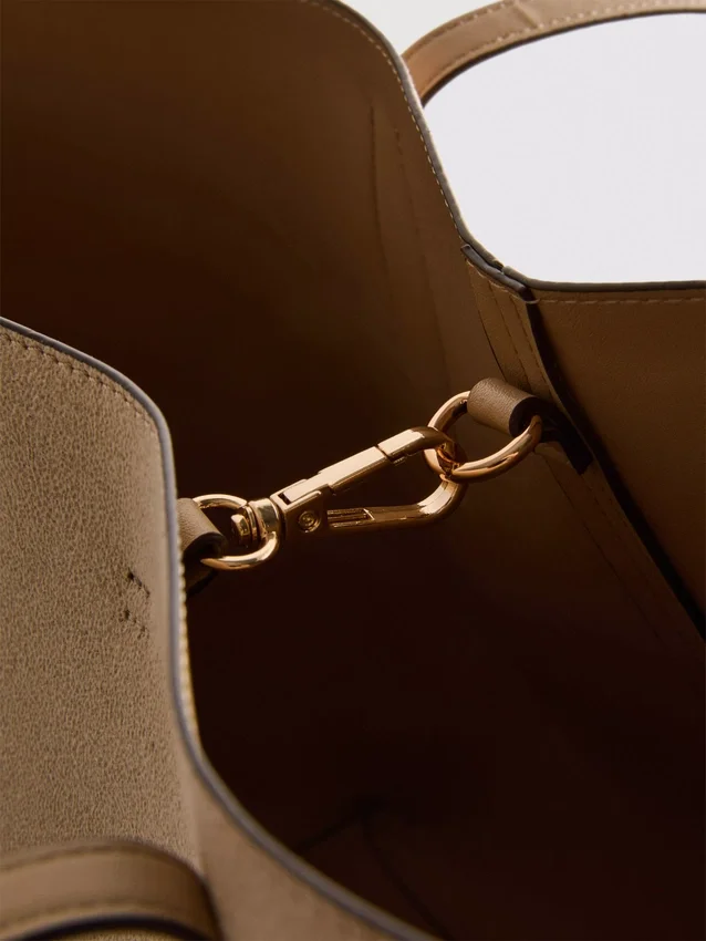 Faux suede panel tote bag