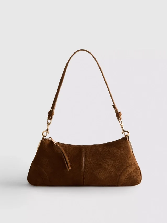 Faux suede shoulder bag