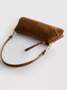 Faux suede shoulder bag