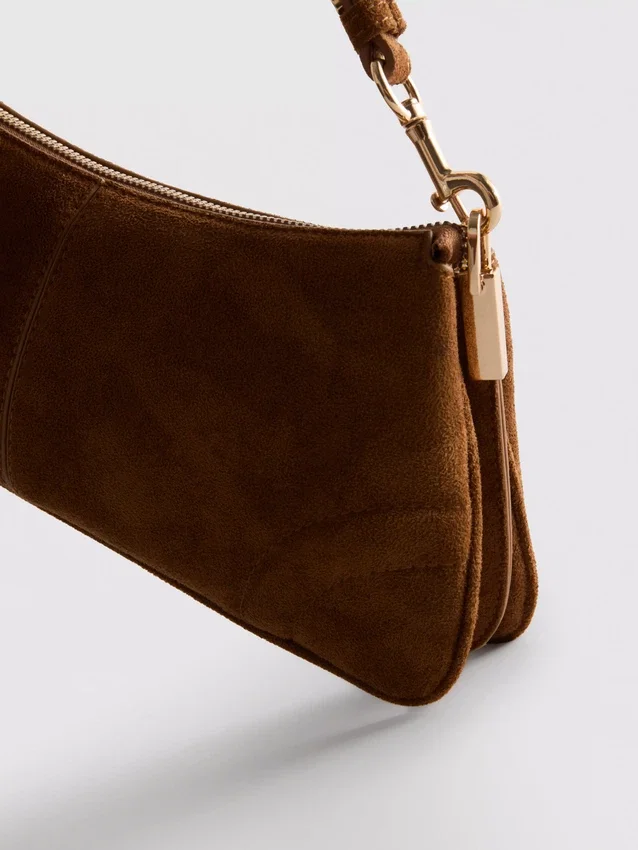 Faux suede shoulder bag