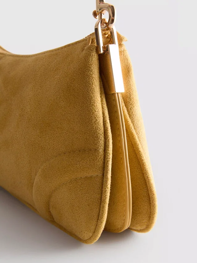 Faux suede shoulder bag