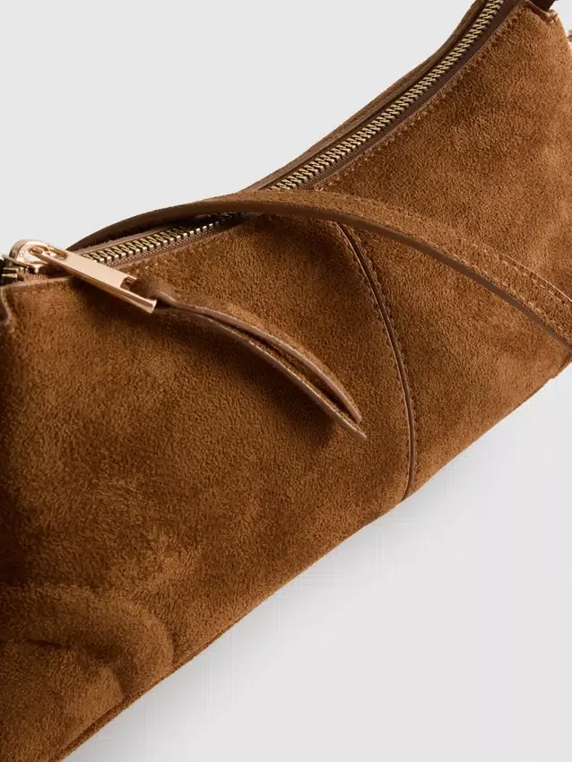 Faux suede shoulder bag