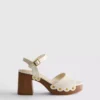 Faux suede studded heeled sandals