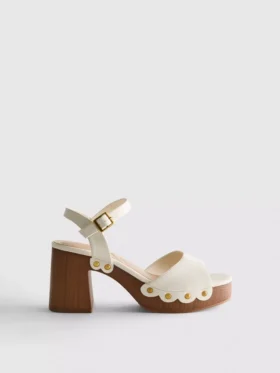 Faux suede studded heeled sandals