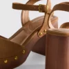 Faux suede studded heeled sandals