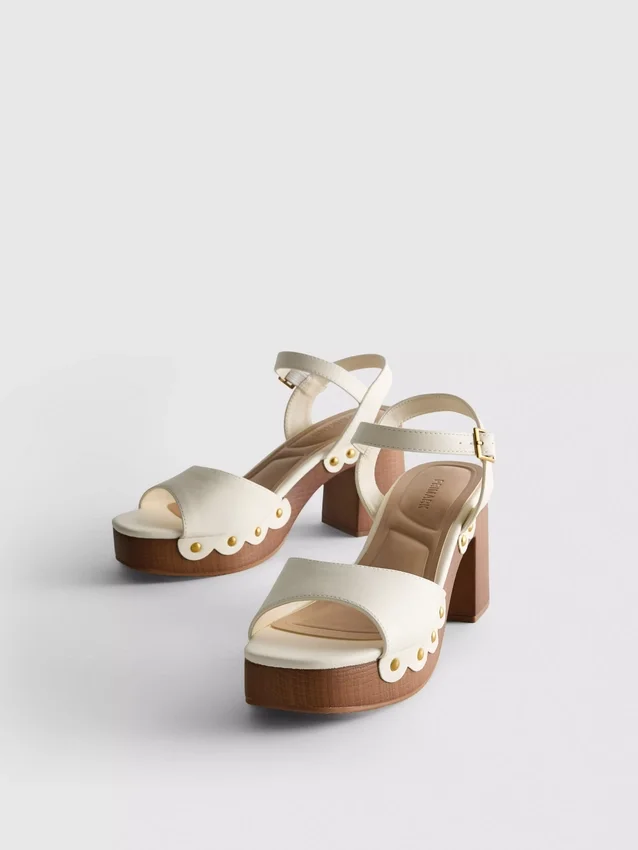 Faux suede studded heeled sandals