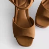Faux suede studded heeled sandals