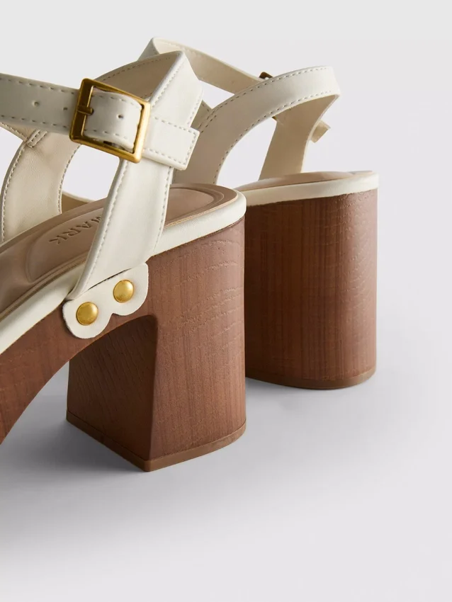 Faux suede studded heeled sandals